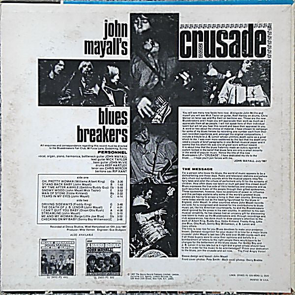 John Mayall - Crusade - Mint- LP Record 1968 London USA Original Vinyl - Blues Rock / Chicago Blues / Classic Rock - Shuga Records