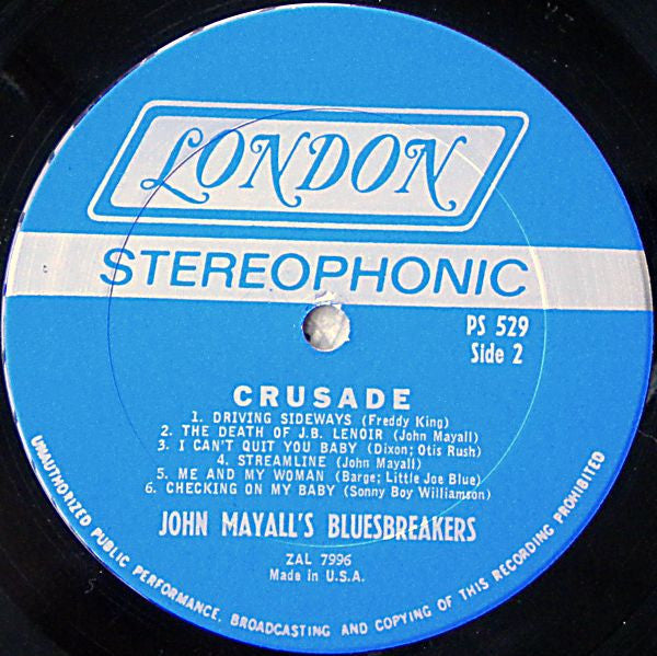 John Mayall - Crusade - Mint- LP Record 1968 London USA Original Vinyl - Blues Rock / Chicago Blues / Classic Rock - Shuga Records