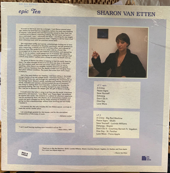 Sharon Van Etten – Epic Ten (2010) - New 2 LP Record 2021 Ba Da Bing! Secretly Society Blue & White Vinyl - Indie Rock / Folk Rock / Acoustic - Shuga Records