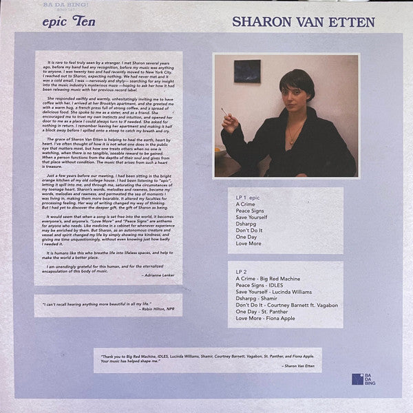 Sharon Van Etten – Epic Ten (2010) - Mint- 2 LP Record 2021 Ba Da Bing! Blue & White Vinyl - Indie Rock / Folk Rock / Acoustic - Shuga Records