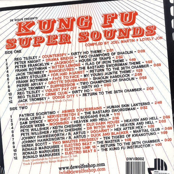 Various - Kung Fu Super Sounds - VG+ LP Record 2009 De Wolfe Music UK Vinyl - Soundtrack / Theme / Score / Funk / Jazz - Shuga Records