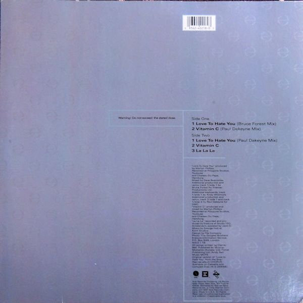 Erasure - Love To Hate You - Mint- 12" Single Record 1991 Sire Reprise USA Promo Vinyl - Synth-pop / Dance-Pop - Shuga Records