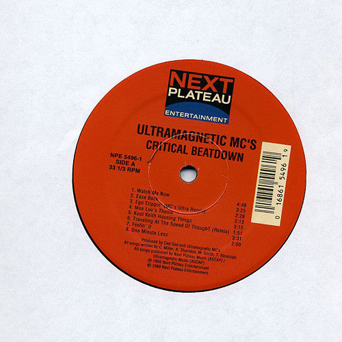 Ultramagnetic MC's - Critical Beatdown (1988) - VG+ LP Record 1997 Next Plateau USA Vinyl - Hip Hop - Shuga Records