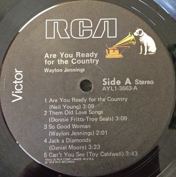 Waylon Jennings - Are You Ready For The Country - VG+ LP Record 1976 RCA USA Promo Vinyl - Country - Shuga Records