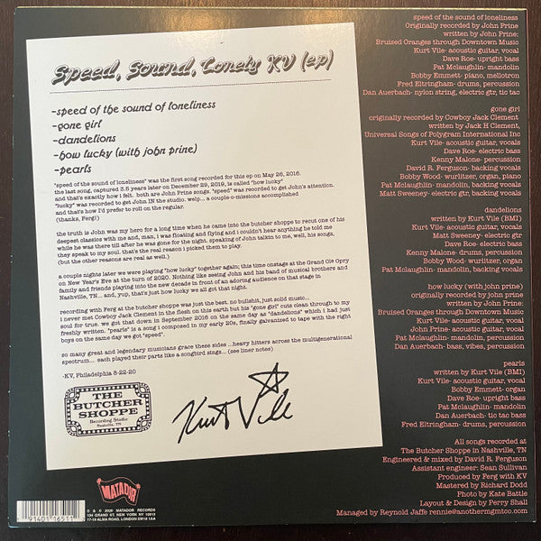 Kurt Vile ‎– Speed, Sound, Lonely KV - MNint- EP Record 2021 Matador Vinyl - Rock / Folk - Shuga Records