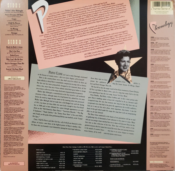 Patsy Cline - 12 Greatest Hits - Mint- LP Record 1988 MCA USA Club Edition Vinyl - Country - Shuga Records