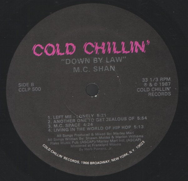 M.C. Shan - Down By Law - VG+ (VG Cover) LP Record 1987 Cold Chillin USA Original Vinyl & Black Labels - Hip Hop / Boom Bap