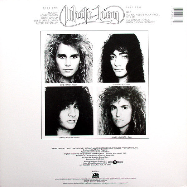 White Lion - Pride - Mint- LP Record 1987 Atlantic USA Original Vinyl & Inner - Hard Rock / Heavy Metal - Shuga Records