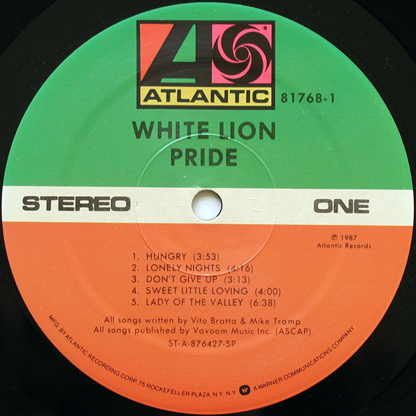 White Lion - Pride - Mint- LP Record 1987 Atlantic USA Original Vinyl & Inner - Hard Rock / Heavy Metal - Shuga Records