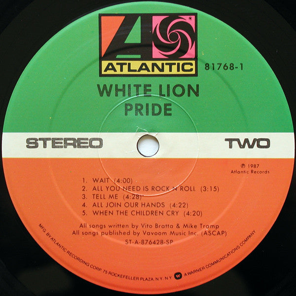 White Lion - Pride - Mint- LP Record 1987 Atlantic USA Original Vinyl & Inner - Hard Rock / Heavy Metal - Shuga Records