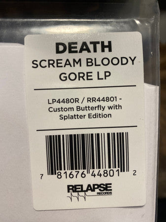 Death - Scream Bloody Gore (1987) - New LP Record 2021 Relapse Butterfly Splatter Vinyl & Insert - Death Metal - Shuga Records