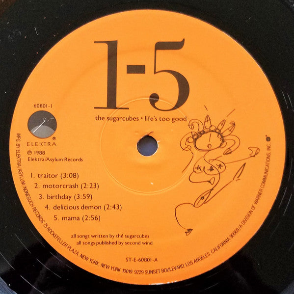 The Sugarcubes - Life's Too Good - VG+ LP Record 1988 Elektra USA Original Vinyl & Orange Cover - Alternative Rock / Electronic - Shuga Records
