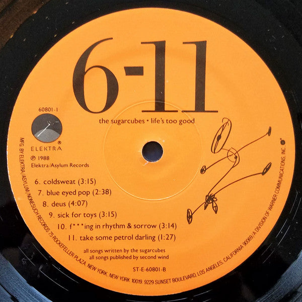 The Sugarcubes - Life's Too Good - VG+ LP Record 1988 Elektra USA Original Vinyl & Orange Cover - Alternative Rock / Electronic - Shuga Records
