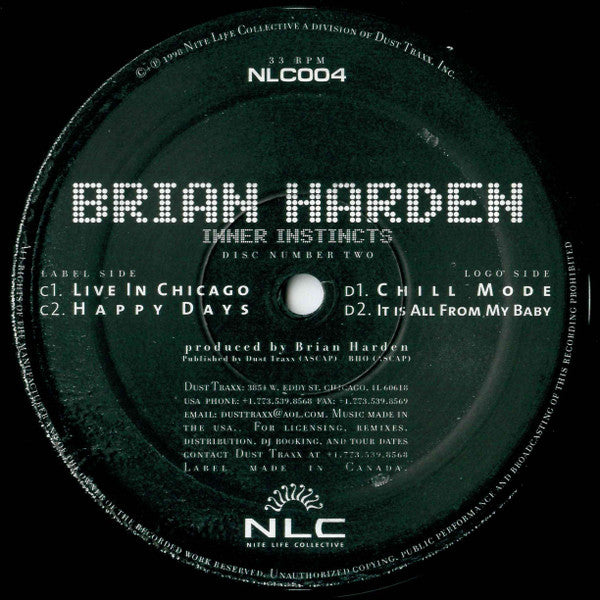 Brian Harden - Inner Instincts - New 2 LP Record 1998 Nite Life Collective USA Vinyl - Chicago House / Deep House - Shuga Records