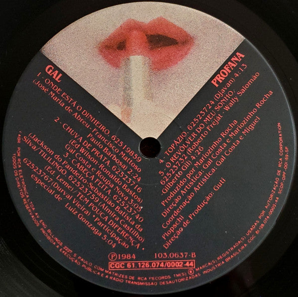 Gal Costa - Profana - VG+ LP Record 1984 RCA Brazil Vinyl - Latin / MPB / Rock / Pop - Shuga Records