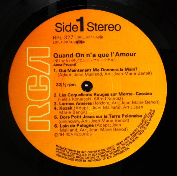 Anna Prucnal - Quand On N'A Que L'Amour - Mint- LP Record 1984 RCA Japan Vinyl & OBI - Pop / Chanson - Shuga Records