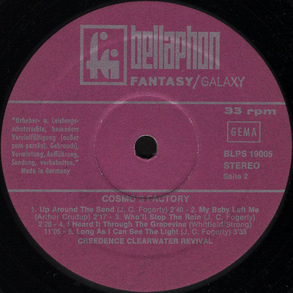 Creedence Clearwater Revival - Cosmo's Factory - VG+ LP Record 1970 Bellaphon Fantasy Galaxy Germany Original Vinyl - Classic Rock / Blues Rock - Shuga Records