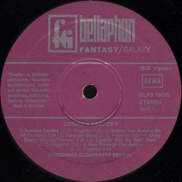 Creedence Clearwater Revival - Cosmo's Factory - VG+ LP Record 1970 Bellaphon Fantasy Galaxy Germany Original Vinyl - Classic Rock / Blues Rock - Shuga Records