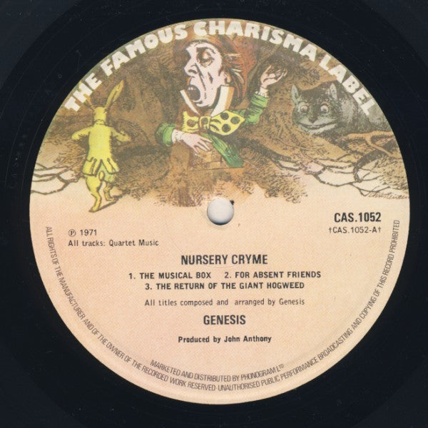 Genesis - Nursery Cryme (1971) - Mint- LP Record 1975 Charisma UK Pink Small Mad Hatter Label Vinyl - Prog Rock / Pop Rock - Shuga Records