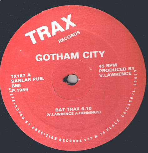 Gotham City - Bat Trax - VG 12" Single Record 1989 TRAX USA Vinyl - Chicago House - Shuga Records