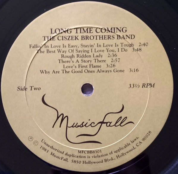 The Ciszek Brothers Band - Long Time Coming - Mint- LP Record 1983 Music Fall USA Vinyl & Insert - Southern Rock / Soft Rock / Country Rock - Shuga Records