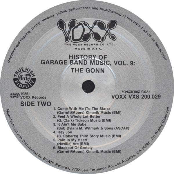 Gonn - Gonn - VG+ LP Record 1985 Voxx USA Vinyl - Garage Rock - Shuga Records