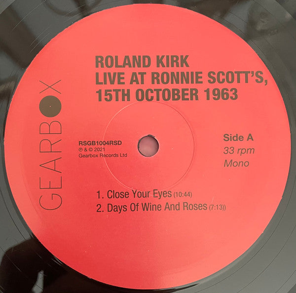 Roland Kirk – Live At Ronnie Scott's (1963) - New LP Record Store Day 2021 Gearbox RSD Vinyl - Jazz - Shuga Records