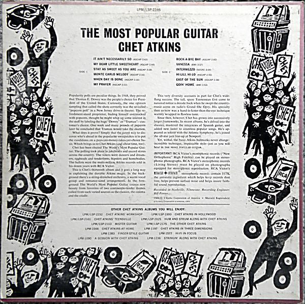 Chet Atkins – The Most Popular Guitar - VG+ LP Record 1961 RCA USA Mono Vinyl - Country - Shuga Records