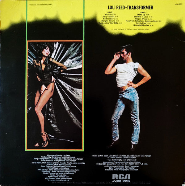 Lou Reed - Transformer (1971) - VG+ (VG- low grade cover) LP Record 1980 RCA USA Vinyl - Rock / Glam - Shuga Records