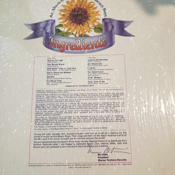 The Beach Boys - Sunflower - VG+ LP Record 1970 Reprise Brother USA Original Vinyl - Pop Rock / Psychedelic Rock - Shuga Records