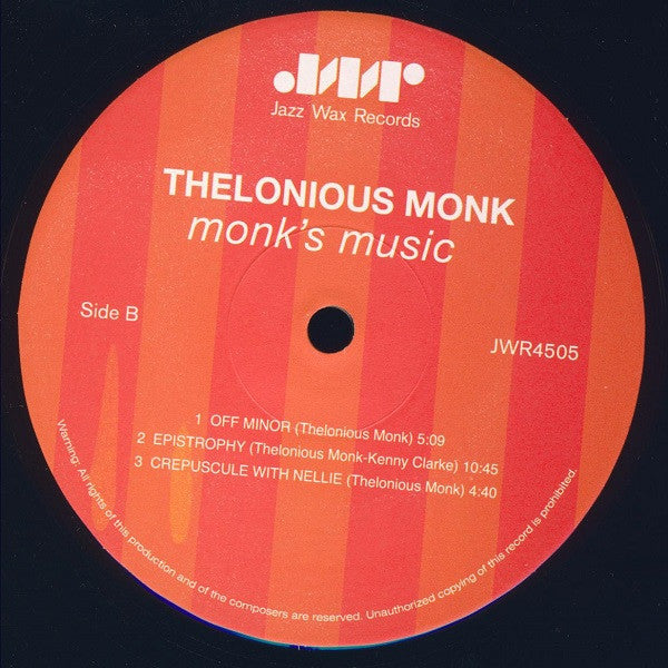 Thelonious Monk Septet - Monk's Music (1957) - Mint- LP Record 2009 Jazz Wax 180 gram Vinyl - Jazz / Hard Bop