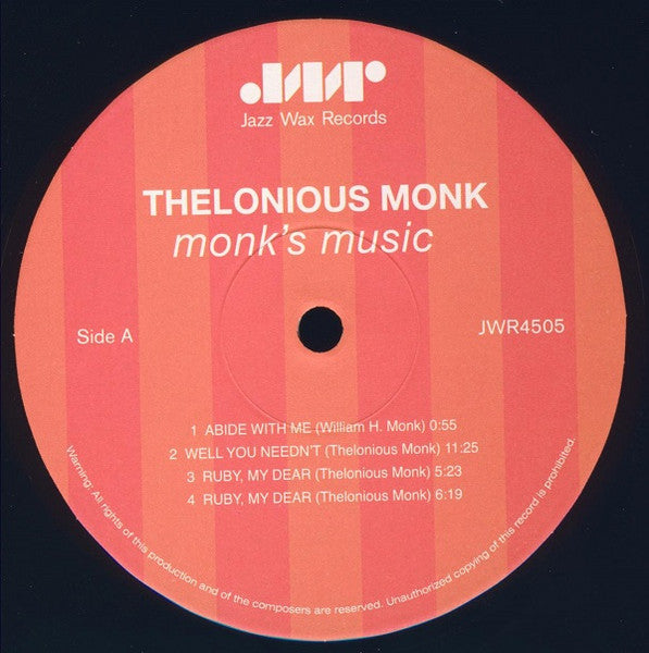 Thelonious Monk Septet - Monk's Music (1957) - Mint- LP Record 2009 Jazz Wax 180 gram Vinyl - Jazz / Hard Bop
