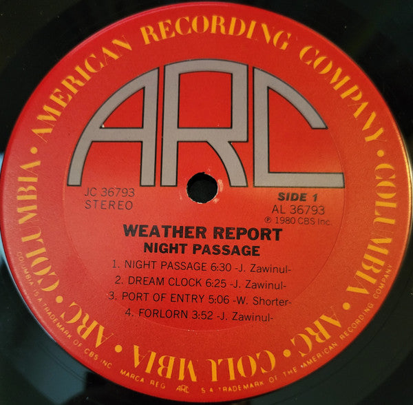 Weather Report - Night Passage - VG+ LP Record 1980 ARC Columbia USA Vinyl - Jazz Fusion / Afro-Cuban - Shuga Records