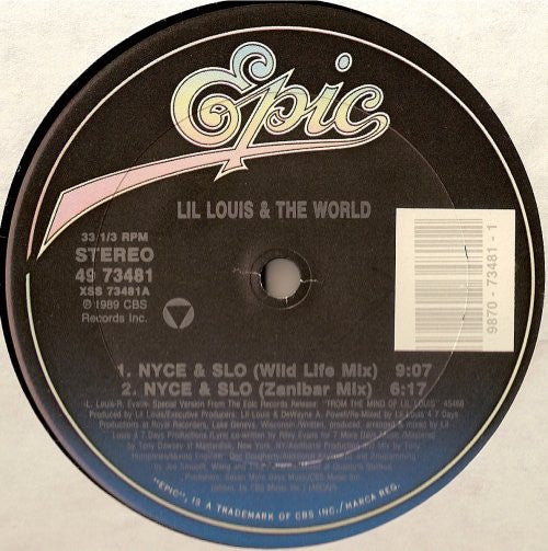 Lil Louis & The World - Nyce & Slo - Mint- 12" Single Record 1990 Epic USA Vinyl - Chicago  House / Deep House - Shuga Records