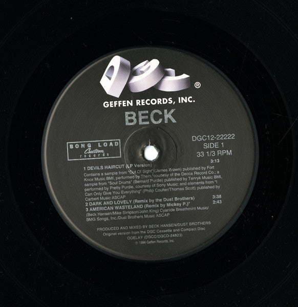 Beck - Devils Haircut - Mint- EP Record 1996 DGC Bong Load USA Original Vinyl - Alternative Rock / Pop / Breaks / Electronic - Shuga Records