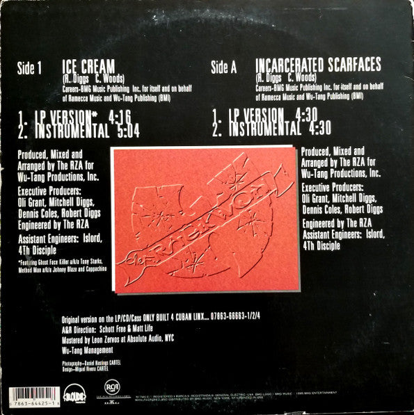 Raekwon - Ice Cream / Incarcerated Scarfaces - VG+ 12" Single Record 1995 Loud RCA BMG USA Original Vinyl - Hip Hop / Wu-Tang Clan - Shuga Records