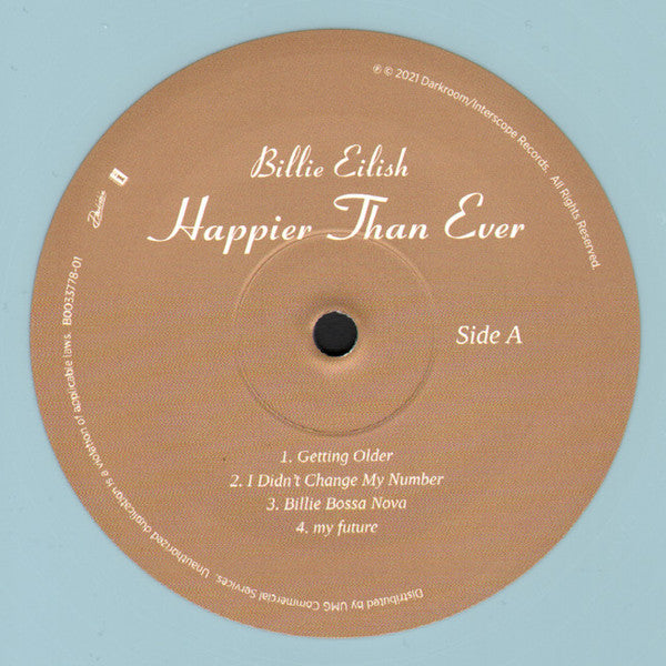 Billie Eilish ‎- Happier Than Ever - New 2 LP Record 2021 Darkroom Target Exclusive Light Blue Vinyl & Poster - Indie Pop - Shuga Records