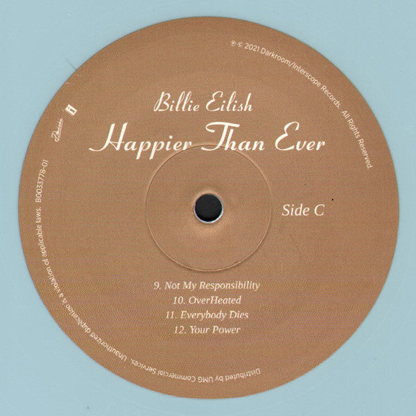 Billie Eilish - Happier Than Ever - Mint- 2 LP Record 2021 Darkroom Target Exclusive Light Blue Vinyl & Poster - Indie Pop - Shuga Records