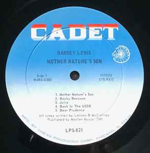 Ramsey Lewis ‎- Mother Nature's Son - VG LP Record 1969 Cadet USA Stereo Vinyl - Jazz / Soul-Jazz - Shuga Records