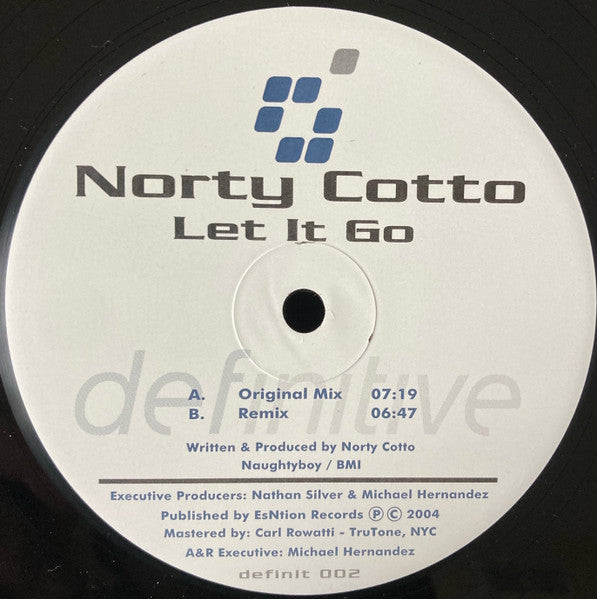 Norty Cotto - Let It Go - Mint- 12" Single Record 2004 Definitive USA Vinyl - Progressive House / Tribal