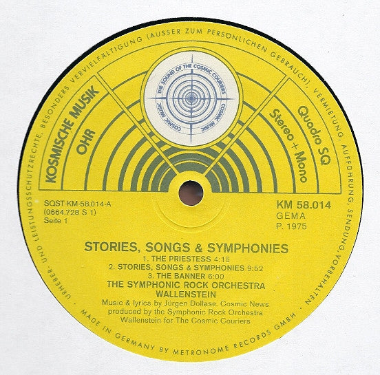 Wallenstein / The Symphonic Rock Orchestra - Stories, Songs & Symphonies - VG+ LP Record 1975 Kosmische Musik Germany Quadraphonic Vinyl - Krautrock / Prog Rock - Shuga Records