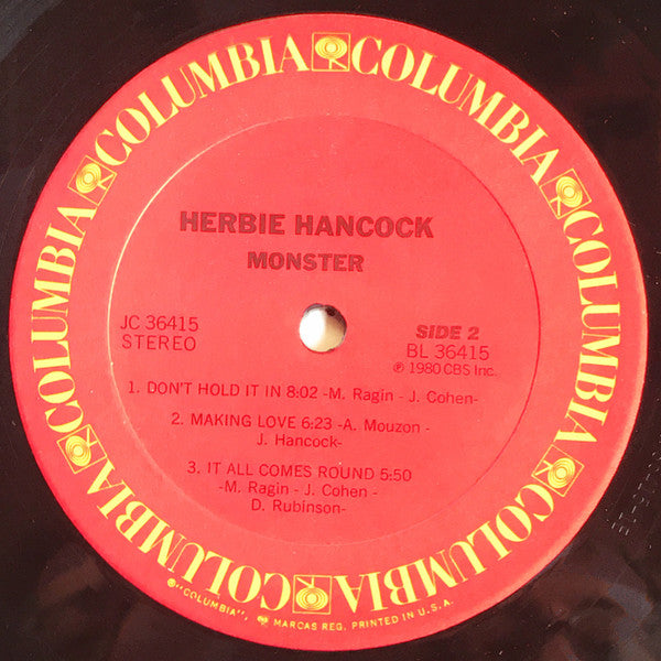 Herbie Hancock - Monster - VG+ LP Record 1980 Columbia Original USA Vinyl - Jazz / Jazz-Funk / Fusion - Shuga Records