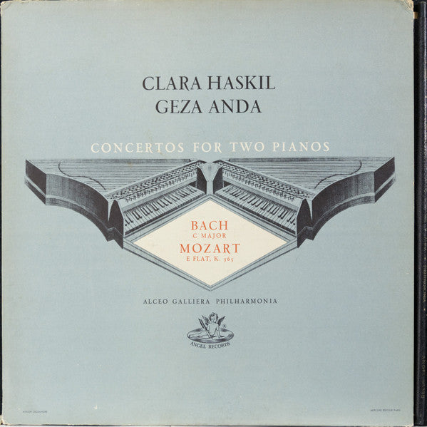 Clara Haskil, Géza Anda, Alceo Galliera – Bach, Mozart : Concertos For Two Pianos - VG+ LP Record 1957 Angle USA/UK Mono Vinyl - Classical - Shuga Records