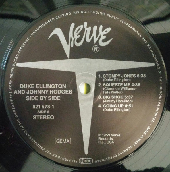 Duke Ellington And Johnny Hodges - Side By Side (1959) - Mint- LP Record 1984 Verve Germany Vinyl - Jazz / Swing - Shuga Records