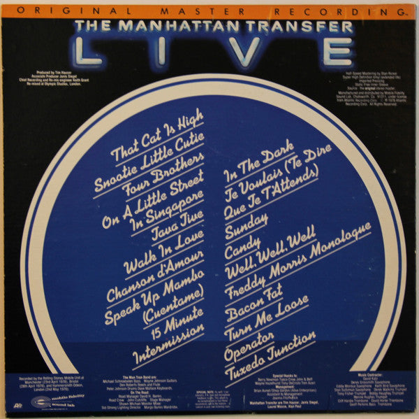 The Manhattan Transfer - Live - VG+ LP Record 1979 Mobile Fidelity Sound Lab Original Master Recording Japan Vinyl - Jazz / Vocal / Pop - Shuga Records
