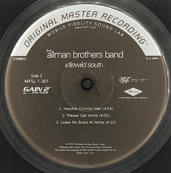 The Allman Brothers Band - Idlewild South (1970) - Mint- 2 LP Record 2009 Mobile Fidelity Sound Lab MFSL 180 gram Original Master Recording Analog 180 gram Vinyl - Rock & Roll / Blues Rock / Folk Rock - Shuga Records