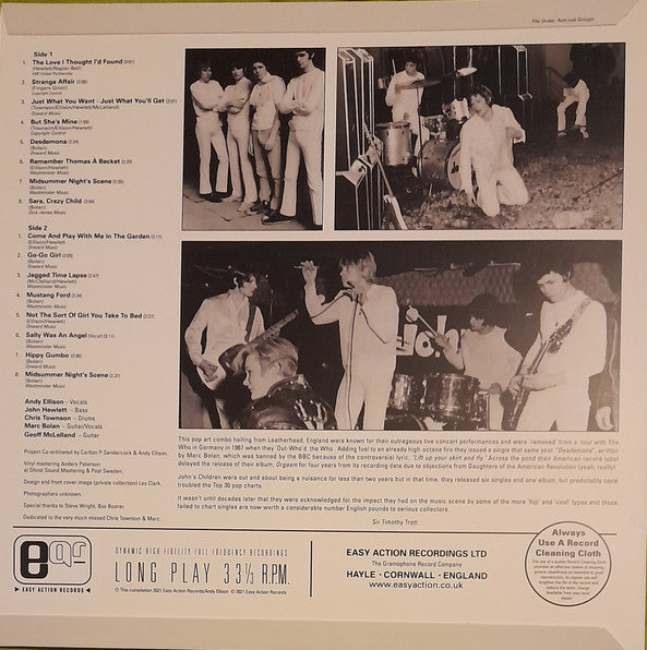 John's Children - There's An Eye In The Sky - Mint- LP Record 2021 Easy Action UK White Vinyl - Power Pop / Rock Pop - Shuga Records