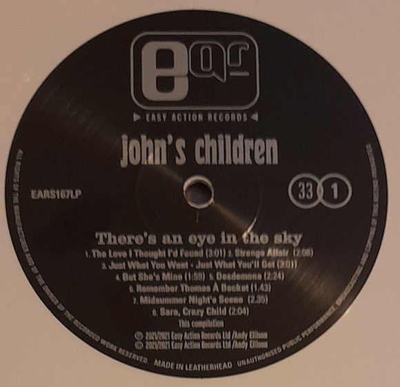 John's Children - There's An Eye In The Sky - Mint- LP Record 2021 Easy Action UK White Vinyl - Power Pop / Rock Pop - Shuga Records