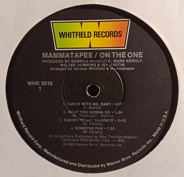 Mammatapee ‎– On The One - VG+ LP Record 1980 Whitfield USA Vinyl - P.Funk / Disco / Funk - Shuga Records