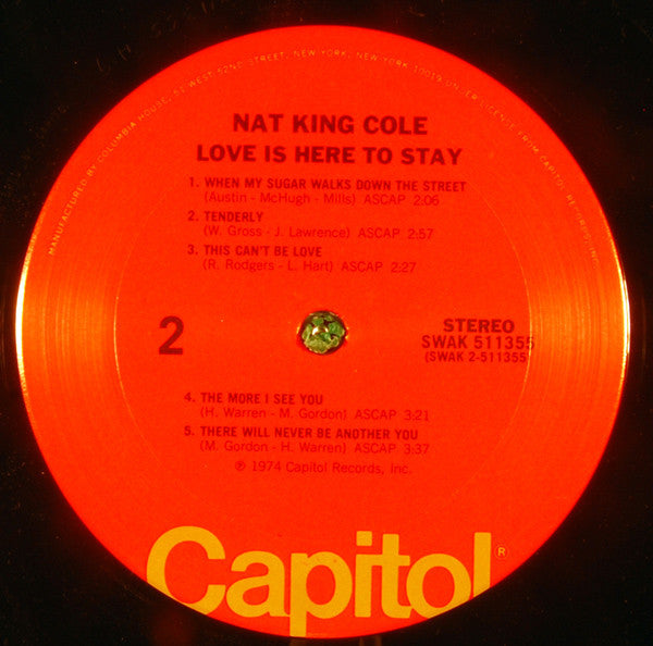 Nat King Cole - Love Is Here To Stay - VG+ LP Record 1974 Capitol USA Vinyl - Jazz / Vocal - Shuga Records